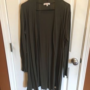 Lightweight long dark green cardigan